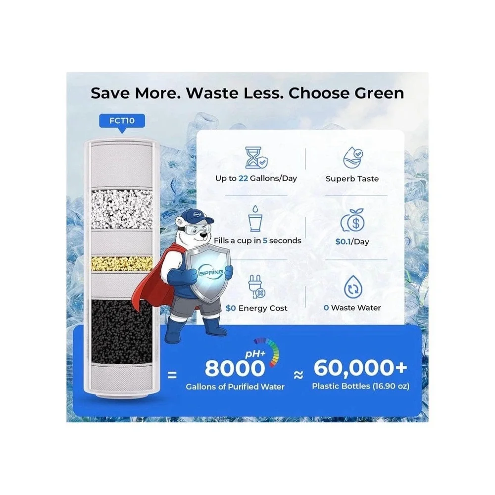 iSpring CT10-W Countertop Water Dispenser With Multi-Layer Faucet Water Filter